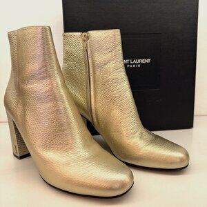 YSL, Gold Lou Lou Ankle Boots